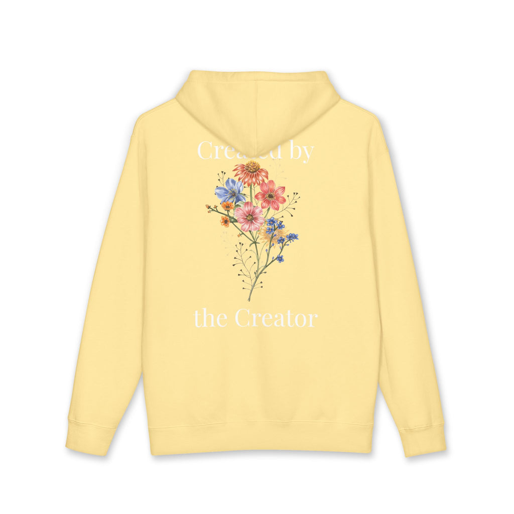 "Created by the Creator" Floral Hoodie - White Lettering