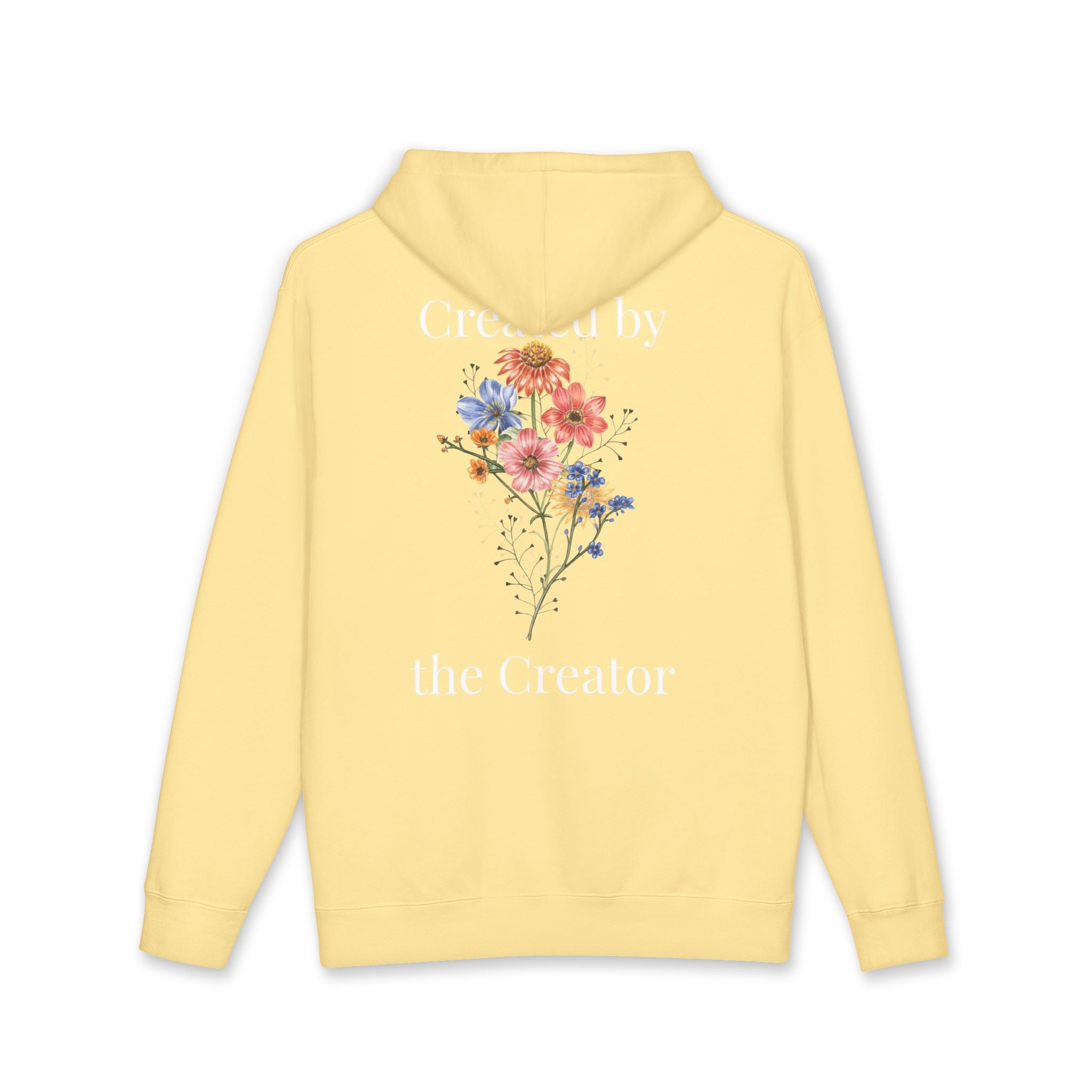 "Created by the Creator" Floral Hoodie - White Lettering