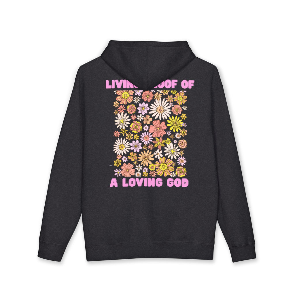 "Living Proof of a Loving God" Floral Design Hoodie - White Cross