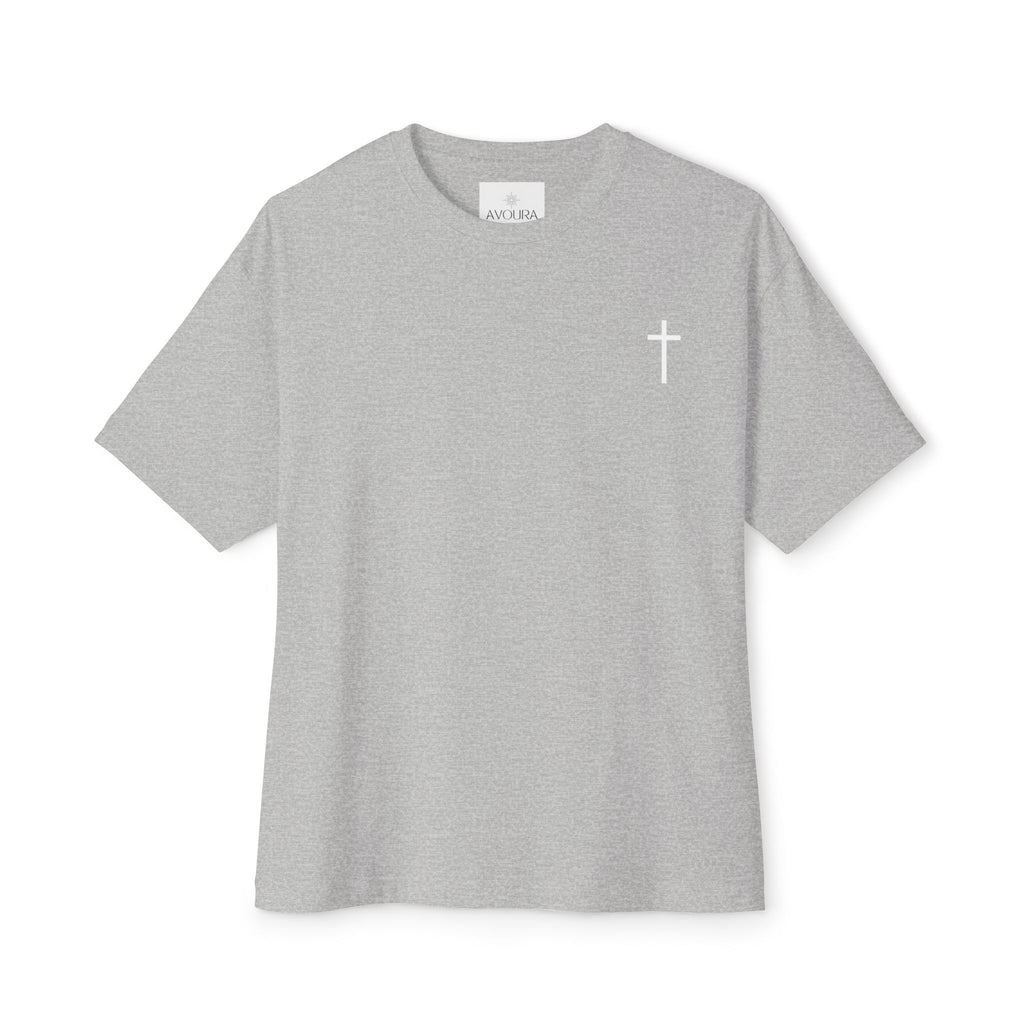 "Living Proof of a Loving God" Floral Oversized Tee - White Cross
