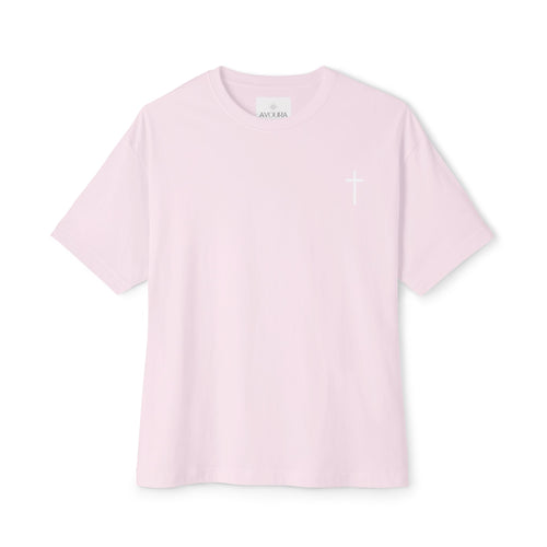 "Living Proof of a Loving God" Floral Oversized Tee - White Cross
